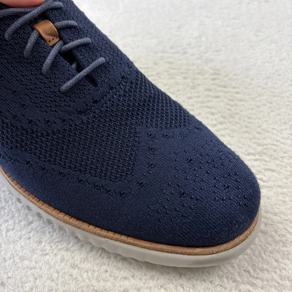 COLE HAAN '2.Zerogrand Stitchlite Wingtip Oxfords' Mens 11 Navy Blue Dress Shoes